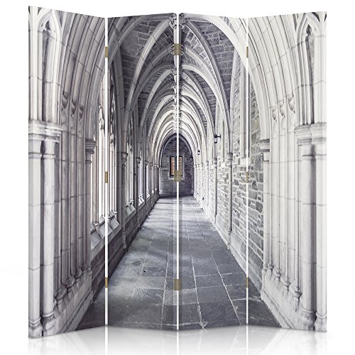 Feeby Frames Paravent intérieur Architecture Réversible 4 pans Gris 145x150 cm