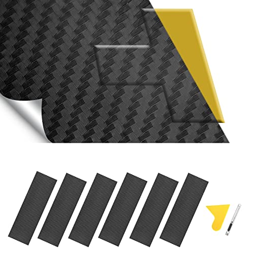 Image of Compatible with Carbon Fiber Vinyl Wrap 11.8 inch x 4 inch Chevy Bowtie Emblem Wrap Kit with Spatula and Cutter 6 Pcs Universal Black Logo Overlay