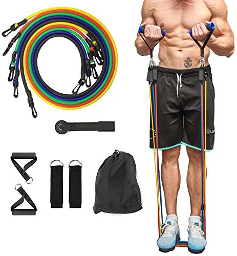 Kit Elástico Extensor 11 Peças Treinamento Pilates Fitness