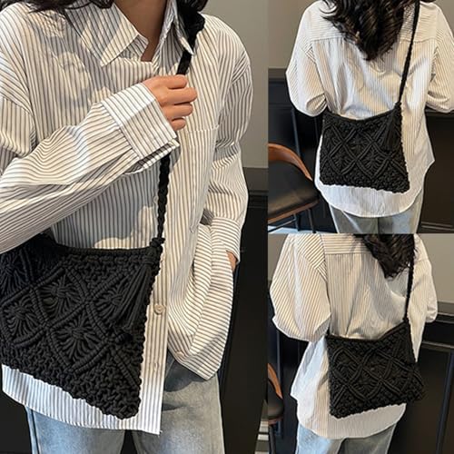 Minimalist Tassel Women's Clutch – Retro Cotton Rope Woven Bag, 2025 Summer Stylish Boho Crossbody Straw Beach Purse2