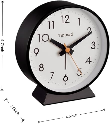 Miniatura 3 de Reloj despertador analógico retro antiguo de 4.5 pulgadas, funciona con pilas, pequeño reloj silencioso de mesita de noche, iluminado bajo demanda,