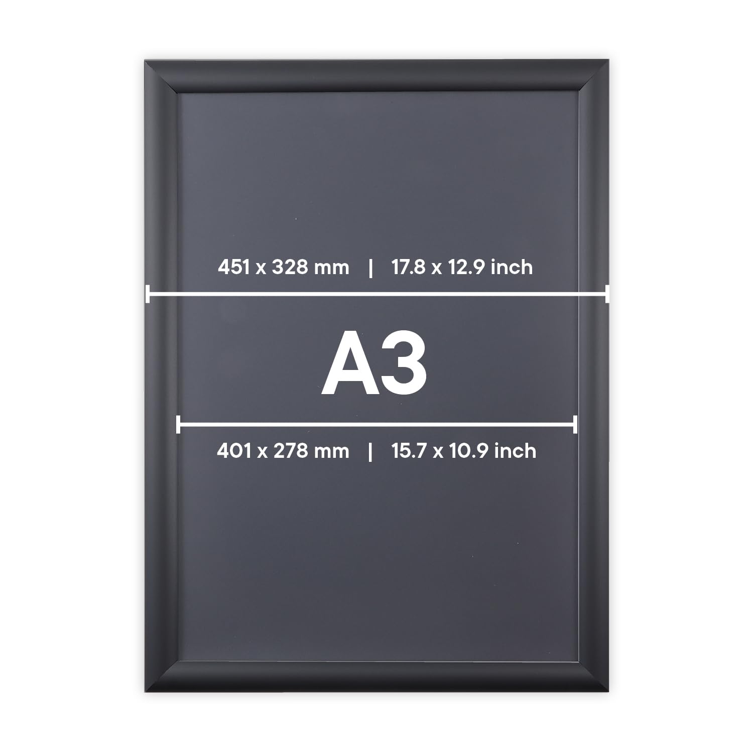 Europel Ramka zatrzaskowa Economy A3, kolor czarny, profil aluminiowy 25 x 11 mm, do plakatów 29,7 x 42 cm, folia antyrefleksyjna, ekspozycja reklam, menu, hotelu, biura, restauracji