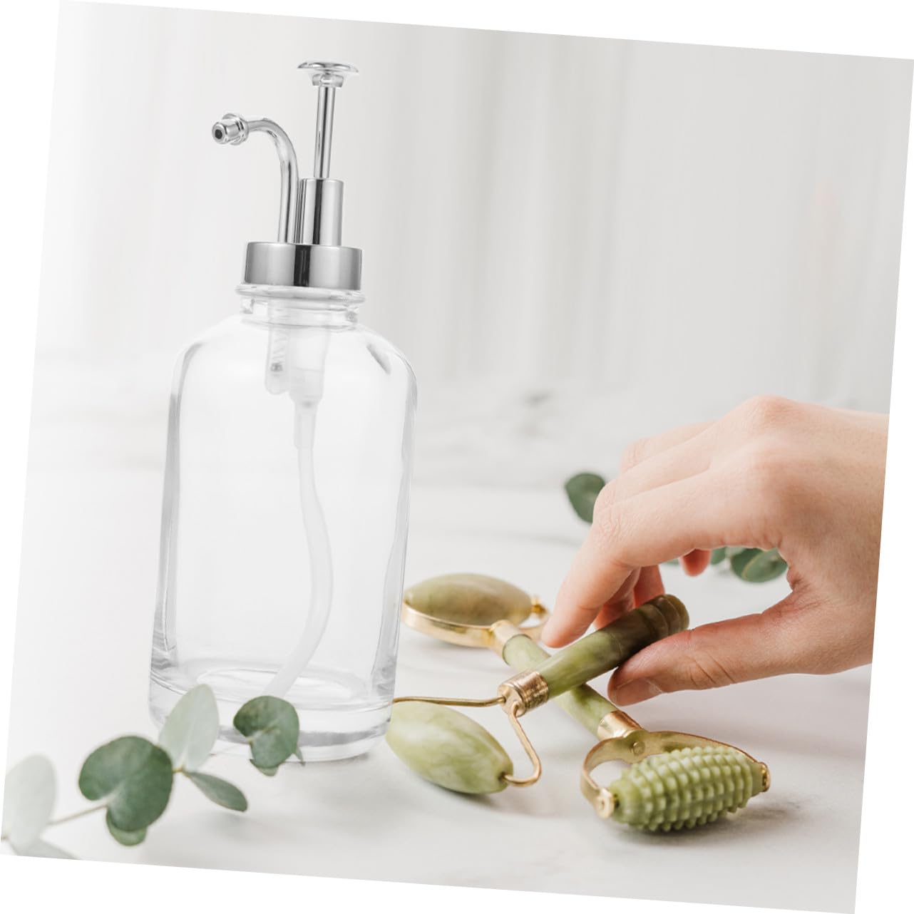OUNONA Distributeurs à Pompe à Sirop Pompe Inox Argenté Lot de 2 en Verre 500ml Accessoire la Cuisine Pratique pour Bar et Maison