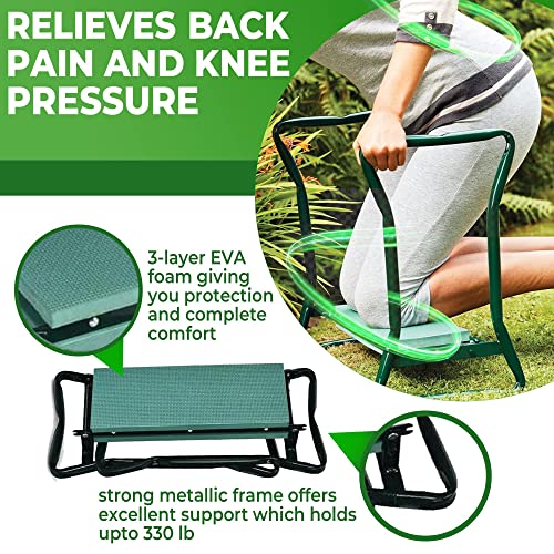 H&Gt Garden Kneeler And Seat, Foldable Garden Stool Heavy Duty Gardening Bench For Kneeling And Sitting To Prevent Knee & Back Pain, Great Gardening Gifts For Women, Grandparents, Seniors, Mom & Dad #TOP3