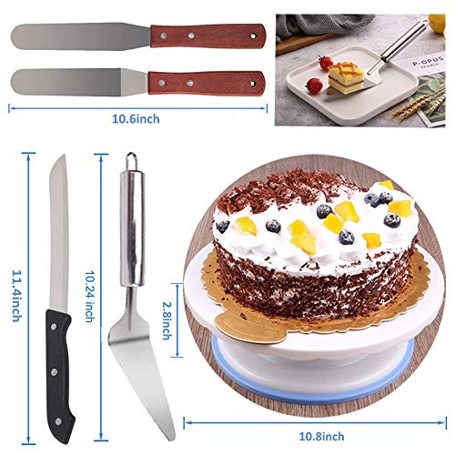 138 Pcs Cake Decorating Supplies Kit, Inkec Baking Supply with Cake Turntable, Icing Tips, Couplers, Piping Bags, Silicone Cupcake & Item Bonus for Birthday Wedding Cake Pastry
