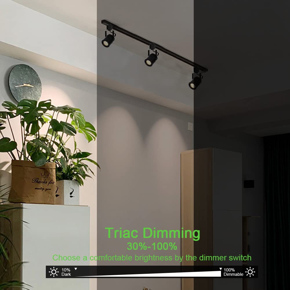 Paquete de 12 cabezales de luz LED, tipo 7 W H para foco de techo, iluminación de pared, exposición, cocina, tarea de acento de 4000 K, blanco neutro, ángulo de 36°, pista negra (negro)