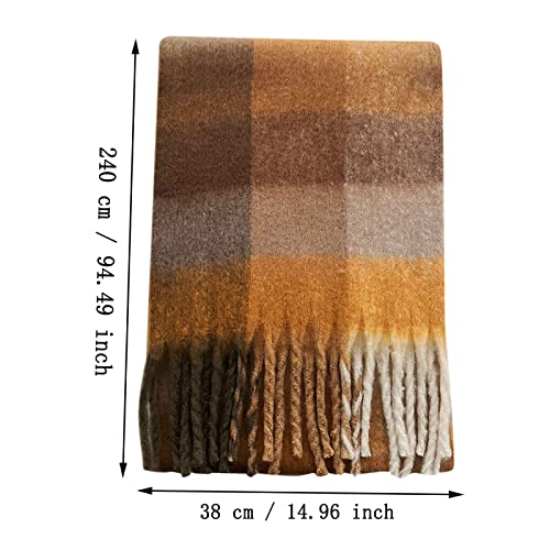 Women's Fall Winter Scarf Classic Tassel Plaid Tartan Warm Soft Chunky Large Blanket Wrap Shawl Scarves (1-M, One Size)3