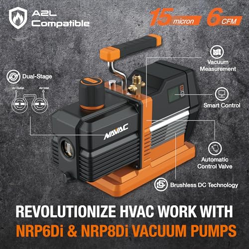 Bomba de vacío NAVAC NRP6Di Smart - Para evacuación de equipos HVAC - Tecnología de control inteligente - 2 años de garantía - Flujo de 6 CFM miniatura 3