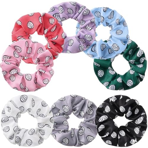 WILLBOND 8 Pieces Volleyball Hair Scrunchies Volleyball Hair Ties Elastic Bands Girl Gifts Ponytail Holders Sport Accessories for Girls Women Players Coaches Teams(Colorful)