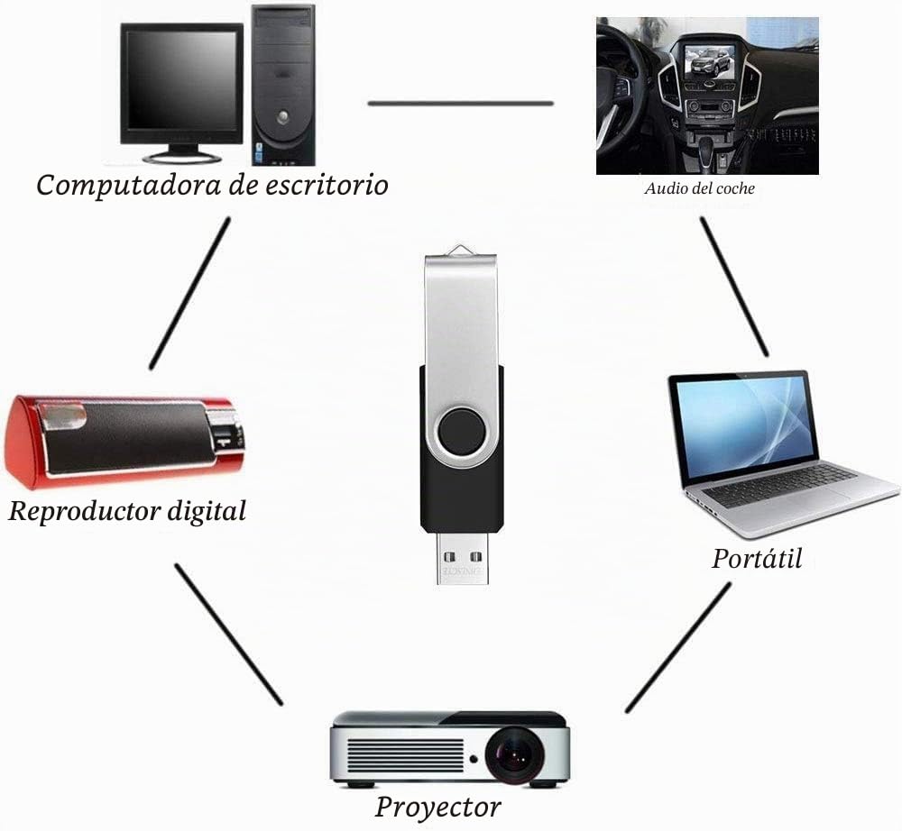1GB Pen Drive 10 Piezas Memoria USB 2.0 Giratoria Pendrive 1GB Negro Portátil con 10 Unidades Cordones Llave USB Práctico y Económico para Documentos/Fotos / Mp3 / Vídeo by FEBNISCTE