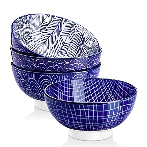 vancasso Porzellan-Müslischalen, japanische Takaki, handbemalte Serie, 400 ml, Ramen Keramik-Schalen, Set von 4 Stück Cover