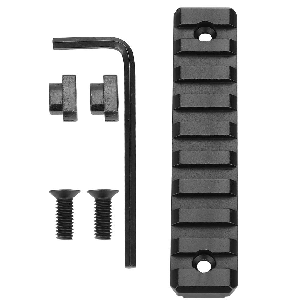 Rail Picatinny Alluminio 9 Slot Kit con Viti, Dadi a T, Chiave Esagonale per Montaggio Paramani, Nero