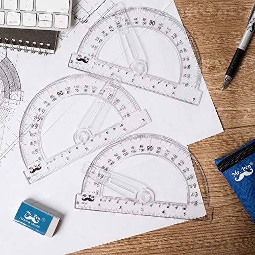 mr pen- protractor 6 inches protractor with swing arm pack of 3