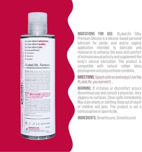 Image of LUBELIFE Silky Silicone Lube, Personal Lubricant Extra Cushiony, 8 fl oz | Silky Smooth Luxe Formula, For Women Men Couples, Non-Sticky, Water Resistant, Long-Lasting, Discreet