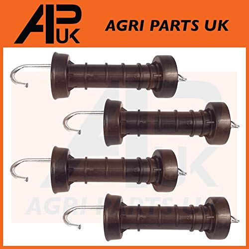 4 x Heavy Duty Electric Fence Arch Hook Gate Handle + Spring Inside Insulator