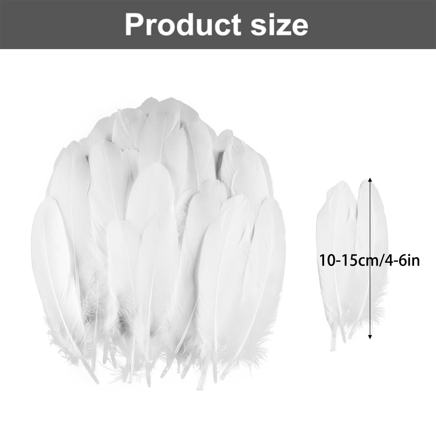 JOYOLA 100PCS Plumes Blanches, Plume Décoration, Plumes Loisirs Creatifs, Plume d'oie Naturelle, pour DIY Dreamcatcher, Noël, Anniversaire, Fête de Mariage, Décoration d'intérieur