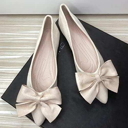 TN TANGNEST Women's Leopard Pointy Toe Bow Ballet Flats Classic Slip on Dress Ballerian Shoes Casual Walking Loafers2