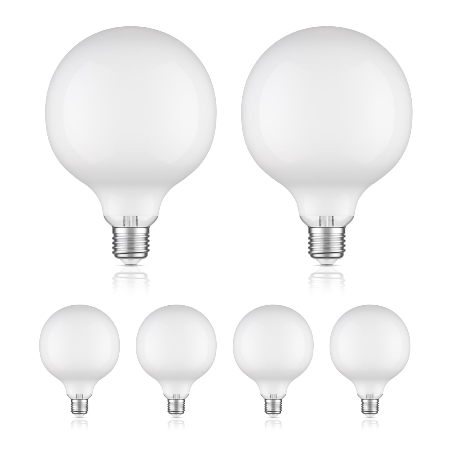 ledscom.de 6x E27 LED Leuchtmittel, G125, warmweiß (2700 K), 6,2 W, 845lm, Milchglas extra matt