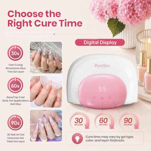 Image of Beetles UV Nail Lamp, Digital Display 3 Timer Gel Nail Light, Candy White