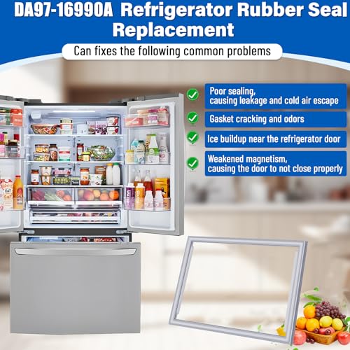 Image of 30.6 inchx25 inch DA97-16990A Freezer Door Gasket Replacement Compatible with Samsung RF18HFENBSR RF20HFENBWW, Upgraded DA97-16990A Refrigerator Gasket Replace AP6049779 PS12072634 Seal - Unbent