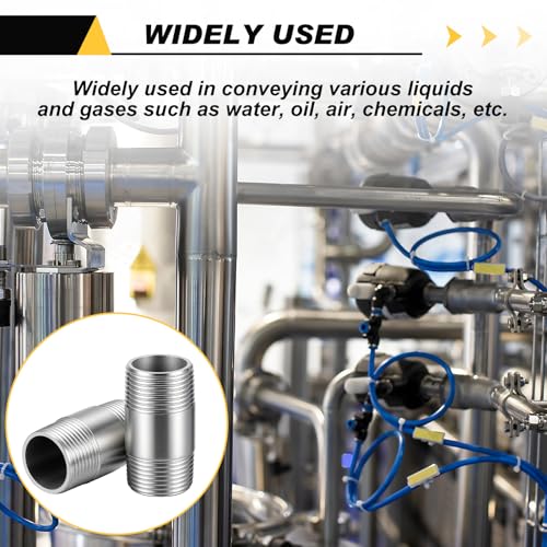 Image of 4 Pcs 304 Stainless Steel Pipe Fittings 3 /4 inch NPT x 3 /4 inch NPT Male Threaded 2 inch Length Nipple Cast Pipe Fittings for Oil Air Fuel