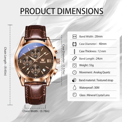 Image of OLEVS Men's Business Watch Gold Blue with Large Easy-Read Analog Quartz Date Display Luxury Stainless Steel Band Waterproof Luminous Hands