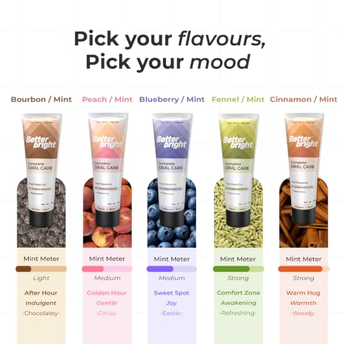 Image of Toothpaste Combo Experience Pack for Teeth Whitening, Sensitivity, Gum Protection, 5% (HAp) + nHAp, 5 Flavours SLS Free, fluoride free, Cinnamon Bourbon Fennel Blueberry Peach Mint, 5 x 15g
