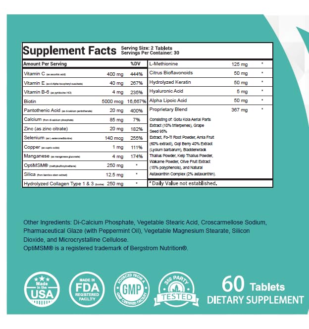 Image of Lyvv Hair&Skin&Nails Formula with Collagen, Keratin, Hyaluronic Acid,Methionine, Biotin, and More - 60 Capsules