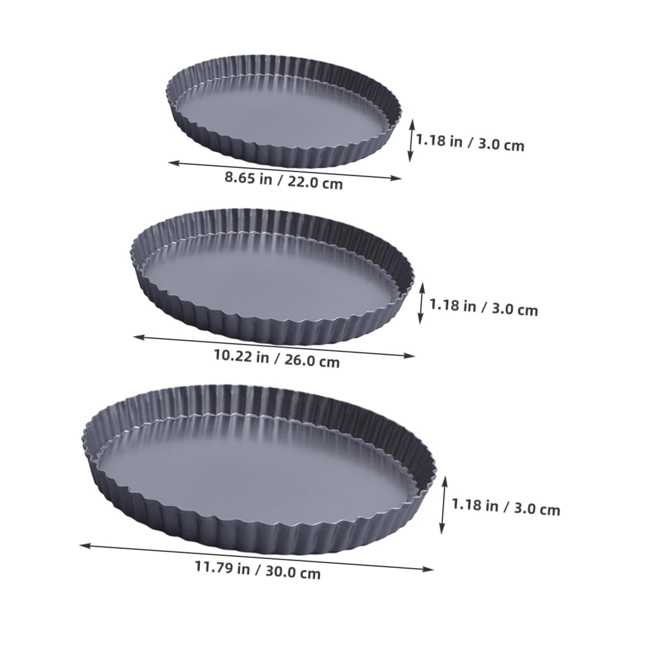 Healifty 3pcs Nonstick Cake Baking Detachable Bottom Cake Pans for Quiche Tart and Pizza for Home Kitchen Baking