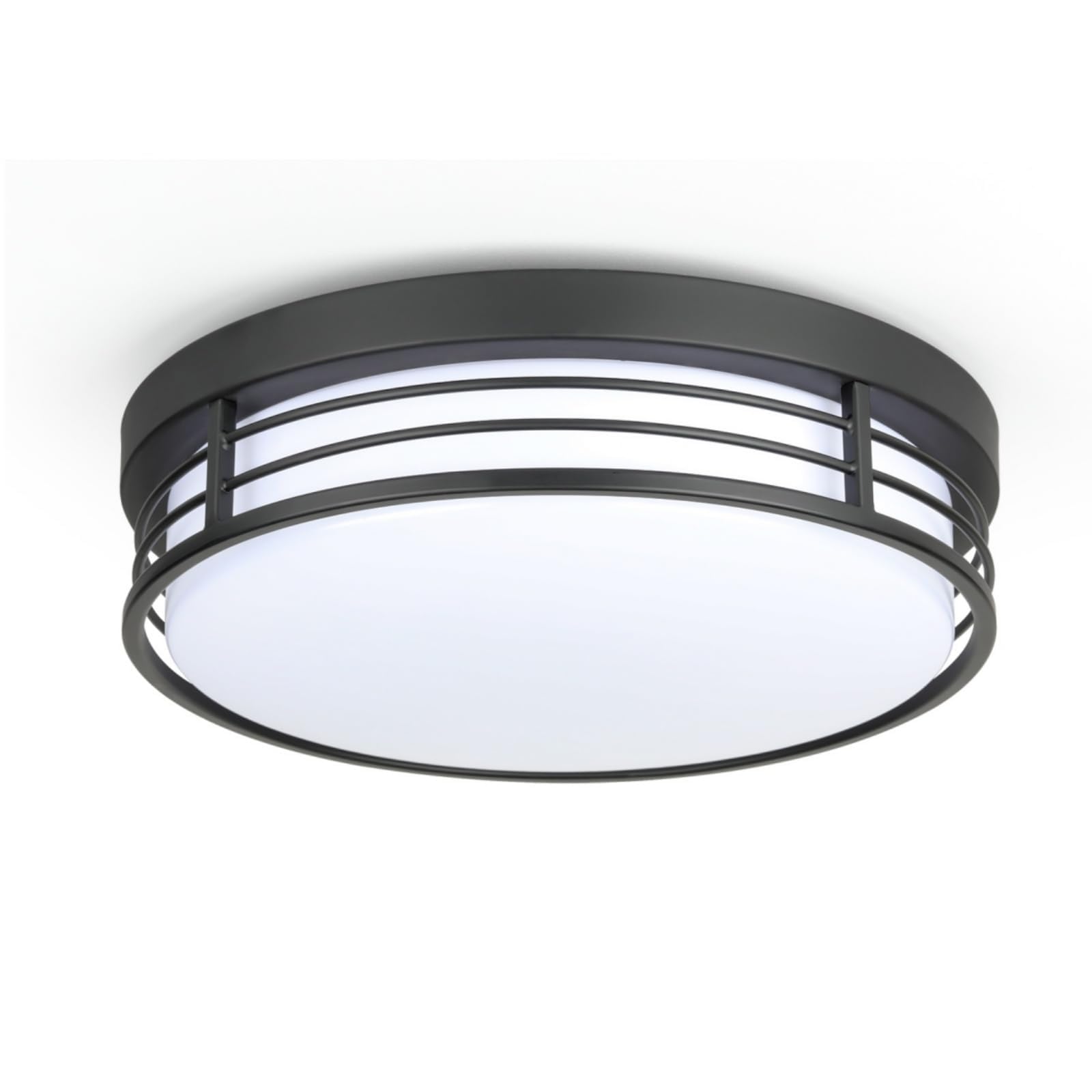 WISBEAM 10 Inch Matte Black Flush Mount Ceiling Light, 23W LED Ceiling Lighting Fixture with 5CCT(2700K/3000K/3500K/4000K/5000K), Dimmable LED Light