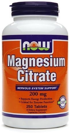 NOW Foods Citrato de magnesio 200mg, tabletas 250 ea