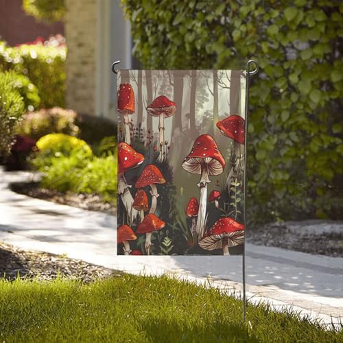 Drapeau de jardin champignons rouges 71x101 cm en polyester double face - 5