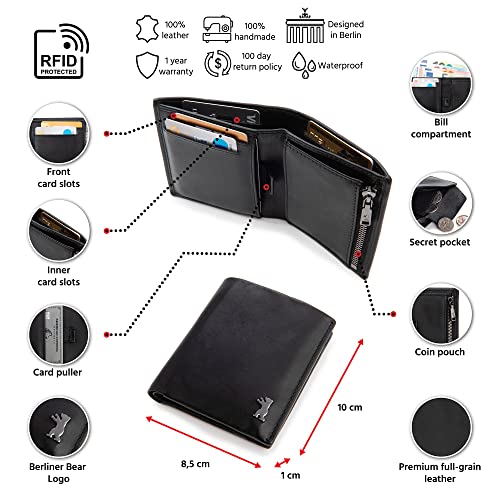 Berliner Bags Premium portemonnee Rome van leer met RFID-bescherming, kleine portemonnee voor heren - zwart - Image 3