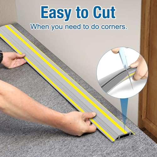 Image of Eapele Floor Cable Cover Protector,Heavy Duty PVC Duct Easy to Unroll,Prevent Cable Trips and Protect Wires,Perfect for Home Office or Outdoor (Gray - 10ft)