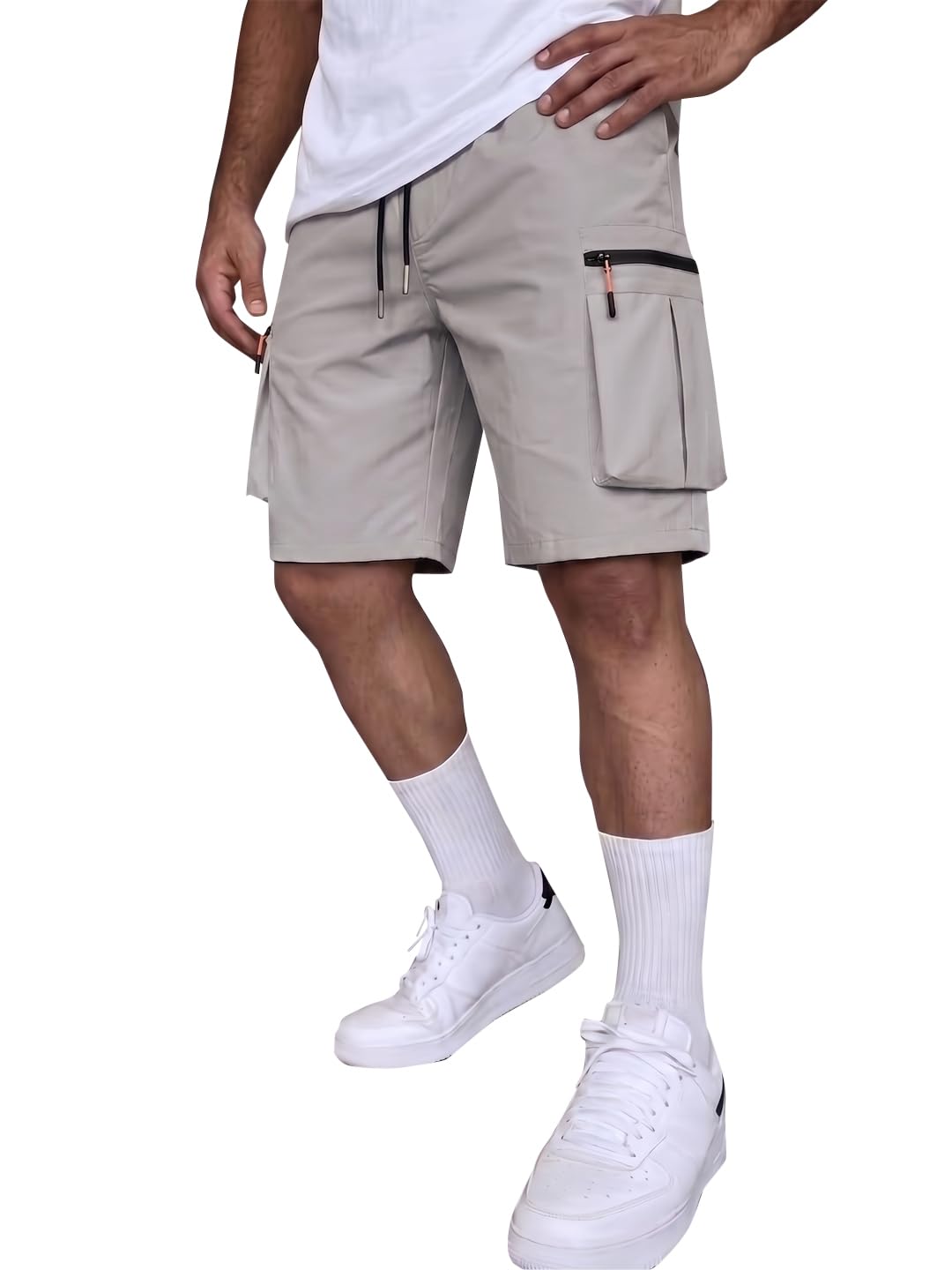 vogaan Men's Cotton Blend Cargo Shorts | Regular Fit Mid Rise Casual Utility Shorts for Men | Multi Pocket with Zipper Comfortable Lightweight Shorts-picture-51