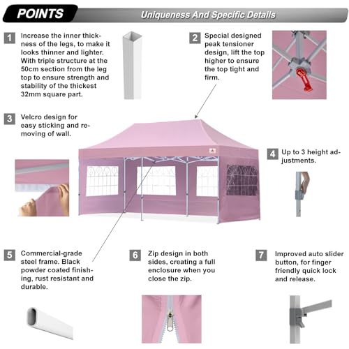 Image of ABCCANOPY Pop up Canopy Tent with Elegant Church Window 8X16,Pink