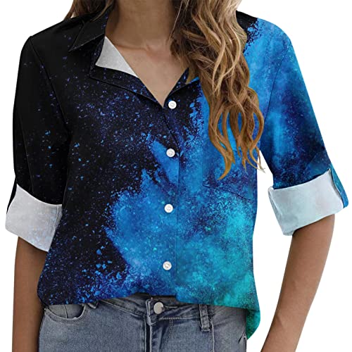 WLHBF Kleider Damen Sommer Modische Button-Down-Tops für Frauen, lockere...