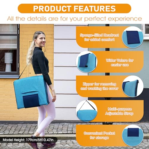 Image of FASTMOMENT Floor Chair with Back Support 14-Position Adjustable Floor Chair Portable Ground Seating for Adults Foldable Meditation Seat with Japanese KOYO Bearings & Washable Linen Cover (Bright Blue)
