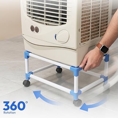 Image of Mumma's LIFE Heavy-Duty Cooler Stand with Wheels | Metal Trolley for Home & Outdoor | Rust-Resistant Black Finish | 360 Rotating Wheels | 100kg Load Capacity | Cooler Movable Stand (OFF WHITE)