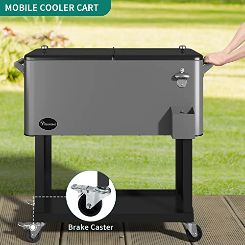 Image of YITAHOME 80 Quart Rolling Cooler Cart with Bottle Opener Drainage, Portable Wicker Patio Cooler Rolling on Wheels, Outdoor Beverage Cart Rolling Drink Cooler for Patio Pool Deck Party Cookouts