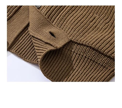 Men's Knitted Cardigan Sweater Casual Loose Large Size Knitted Sweater Cardigan Lightweight V Neck Outerwear Coffee3