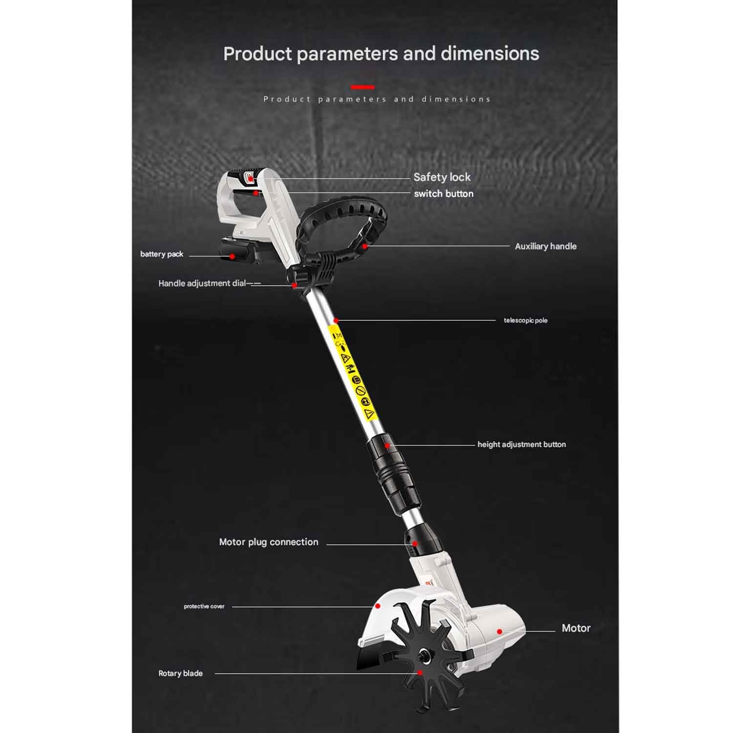 Rotavator Scarificateur électrique de jardin – Cultivateur sans fil avec batterie rechargeable de 2000 mAh pour la préparation du sol dans les parcelles potagères et jardins