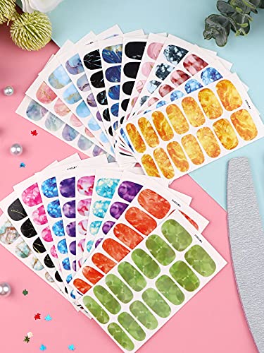EBANKU Nagelfolie Selbstklebend Marmorierung, 22 Blatt Nagelaufkleber Sticker, Nagelaufkleber Selbstklebende Wasserdichte Full Wraps Nagellackaufkleber Nail Art Dekorationen â Bild 8