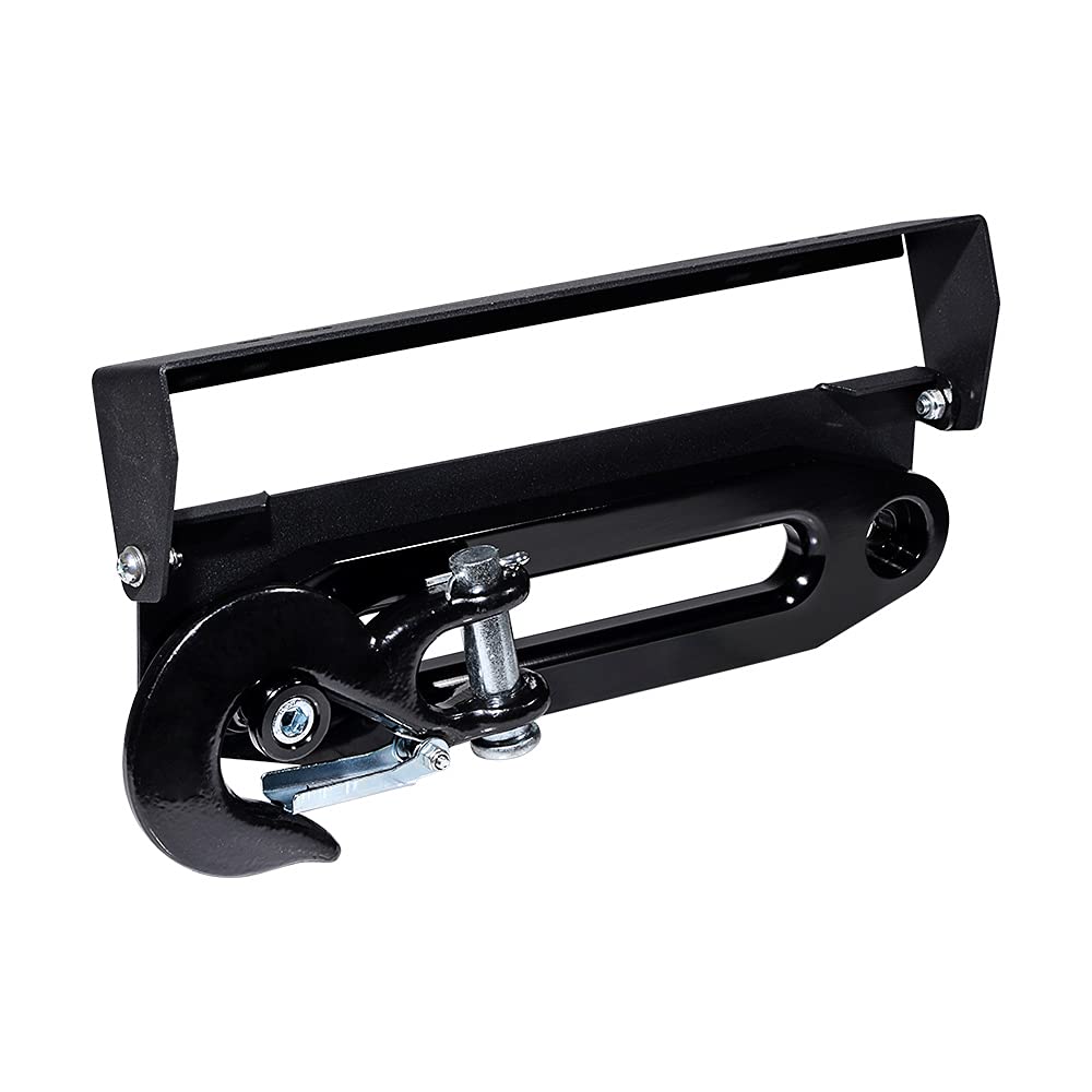 AstraDepot Black Kit 254mm Flip-Up License Plate Holder + 10 Inch Hawse Fairlead + Clevis Slip Winch Hook with Stand Mount for ATV UTV Tow Truck 3/8