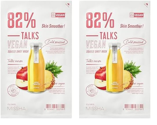 Pürüzsüz Görünüm Sunan Vegan Yaprak Maske Talks Vegan Squeeze Sheet Mask (Skin Smoother) 2li paket