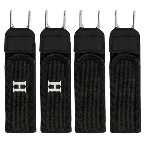 XOMIUHL 4 Pcs Buckless Belt for Men Metal Hook Elastic Stretch Belts No-Buckle Closure for Jeans & Trousers Unisex Adjustable Side Belt for a Secure Fit (Black)
