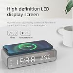 Réveil avec USB Chargeur, Horloge numérique, Chargeur sans fil pour iPhone,Samsung Réveils pour chambres à coucher Sliver Blanc (blanc, moyen)