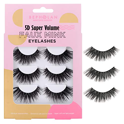 BEPHOLAN Fake Eyelashes, 3 Pairs Split Tips Flat 3D False Eyelashes, Natural Cat-Eye Look, Full Volume Effect, More Softer And Lighter, XMZ237