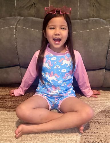 Image of Vogseek Girls Rash Guard Two Pieces Swimsuit Long Sleeve Bathing Suit for 3-10 Years