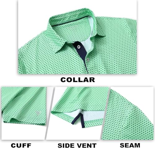 Image of M MAELREG Mens Golf Shirt Short Sleeve Dry Fit Print Moisture Wicking Performance Patterns Collared Polo Shirt